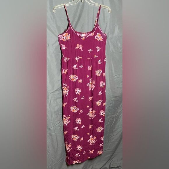 🔥❤️🔥 Xhileration Floral Burgundy Maxi Dress Size Medium EPC Sundress Rea… - Picture 1 of 8